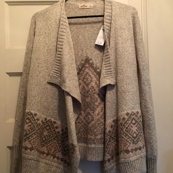 Hollister waterfall cardigan sweater fairisle size Small NWT